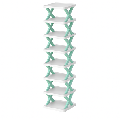 9Tier Narrow Entryway Shoe Rack Plastic Vertical Shoe Organizer Space Saving Free Standing Shoes Storage Shelf Closet Hallway