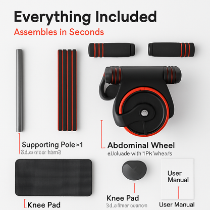Abdominal Wheel with Kneel Pad and Phone Holder for Home Gym