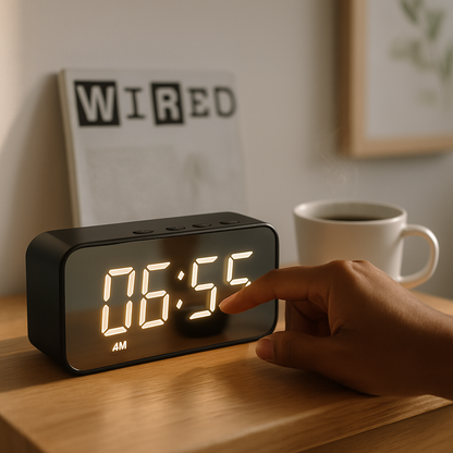 Mirror Digital Alarm Clock with Wireless Speaker FM Radio