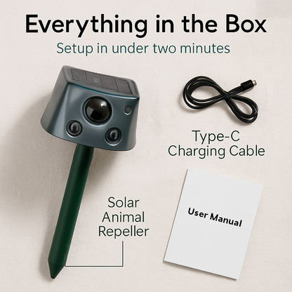 Ultrasonic Solar Animal Repeller for Garden - 3 Modes