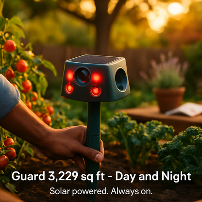 Ultrasonic Solar Animal Repeller for Garden - 3 Modes