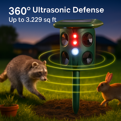 Solar Ultrasonic Animal Repeller with PIR Motion Sensor
