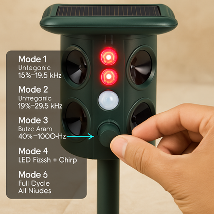 Solar Ultrasonic Animal Repeller with PIR Motion Sensor