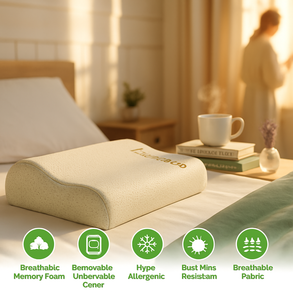 Bamboo Memory Foam Sleep Pillow Contoured Cervical Pillow