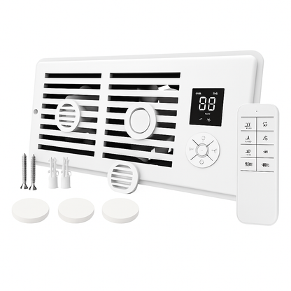 Register Booster Fan Smart AC Vent Booster Fan Fits 4" x 10" Register Holes with 3 Modes 10 Speeds 2H/4H Timer LCD Screen 2 Scent Diffuser Slots Remot