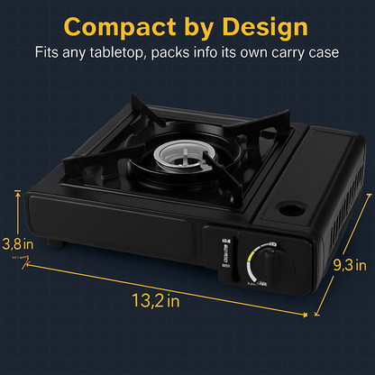 Portable Camping Stove with Dual Fuel and Piezo Ignition