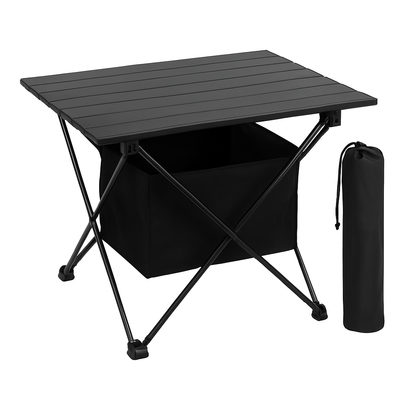 Foldable Camping Table with Storage Basket