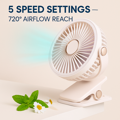 Clip-On Desk Fan for Camping and Office — Quiet & Adjustable