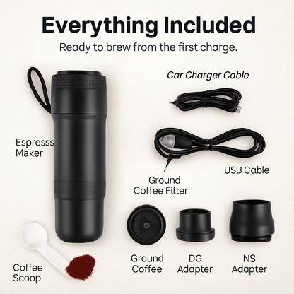 Portable Electric Espresso Machine Cordless Coffee Maker Self-Heating Car Espresso Maker with Anti-Dry Burn Fit for Ground Coffee/NS/DG Capsules for C