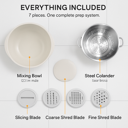 Multifunctional Mixing Bowl with Colander and Graters Set