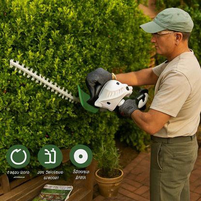 20in Cordless Hedge Trimmer 21V Handheld Bush Trimmer Electric Grass Shrub Trimmer with Dual-Action Blades 0.6in Cutting Diameter Safety Lock Adjustab