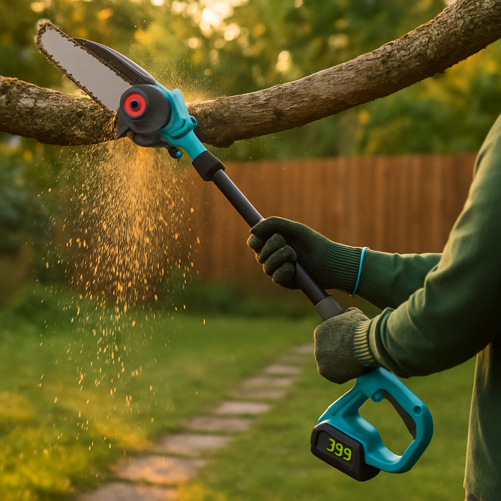 2-IN-1 Cordless Pole Saw And Mini Chainsaw With Extension Pole 21V Battery 6” Electric Brushless Pole Chainsaw with Digital Display Auto Oiler Safety