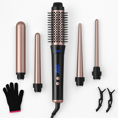 5-in-1 Curling Wand with 4 Barrels & Brush