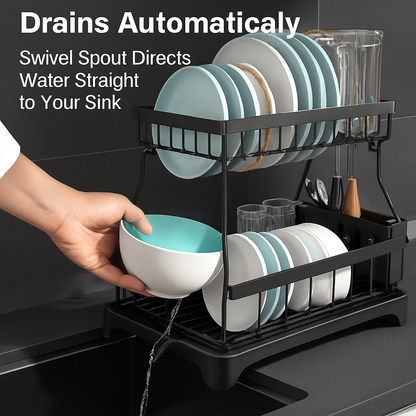 Dish Drying Rack with Drainboard and Utensil Holder