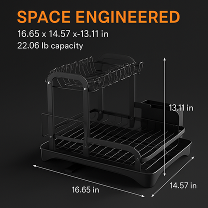 2-Tier Dish Drying Rack for Kitchen Counter Space