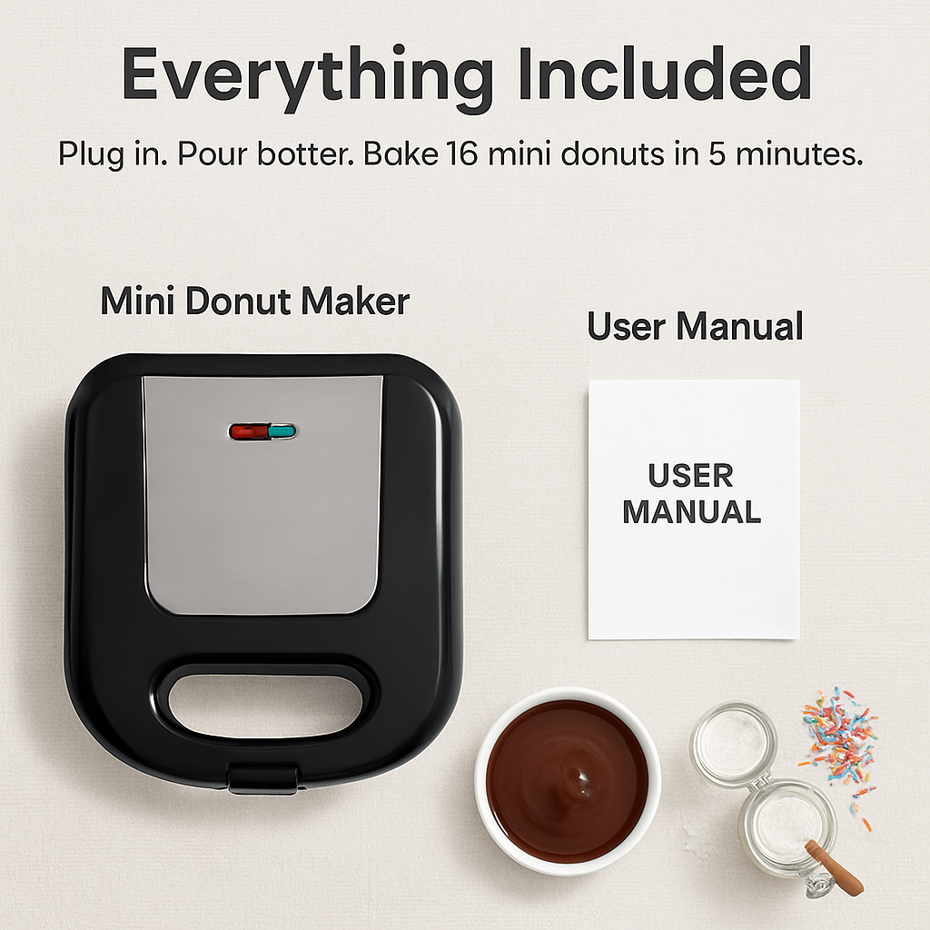 Mini Donut Maker for Kids - Quick Bake, Safe, Non-Stick