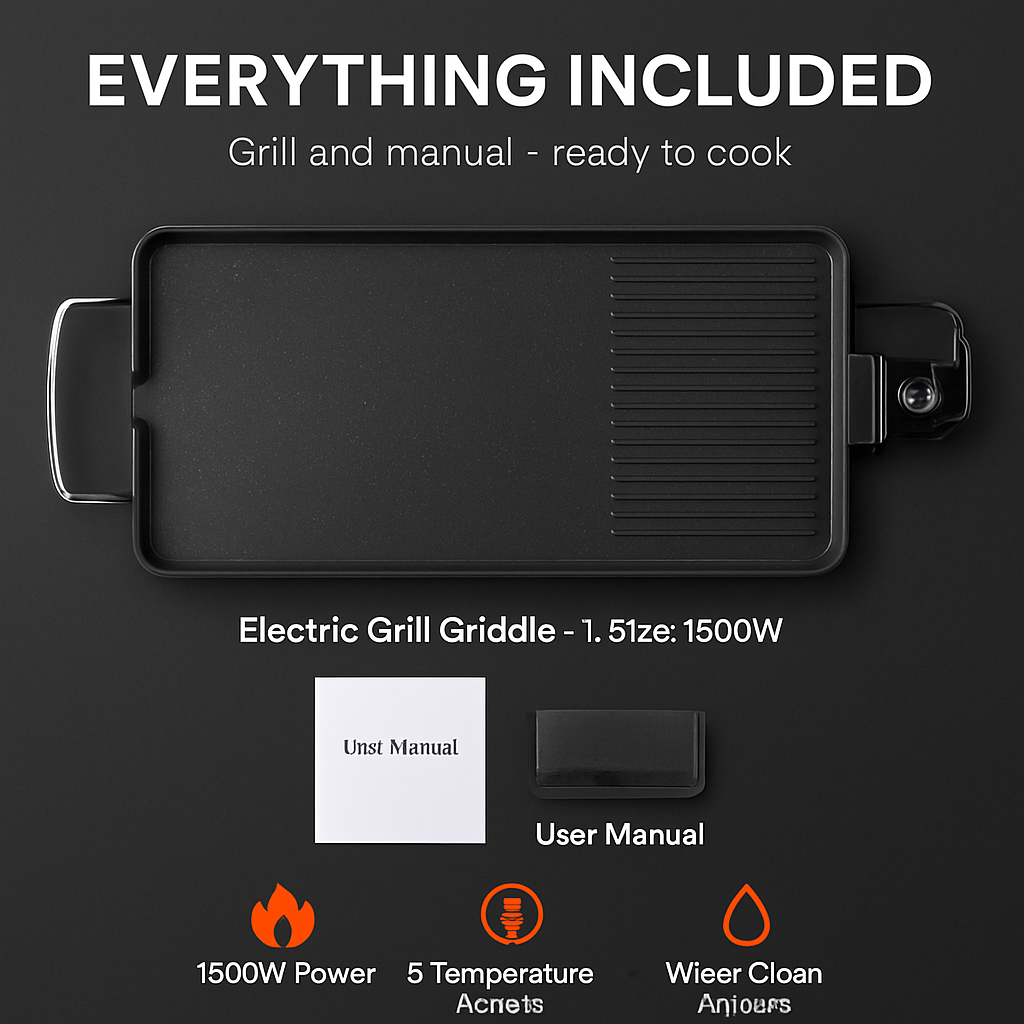 Electric Barbecue Grill Griddle - Non-Stick Tabletop BBQ