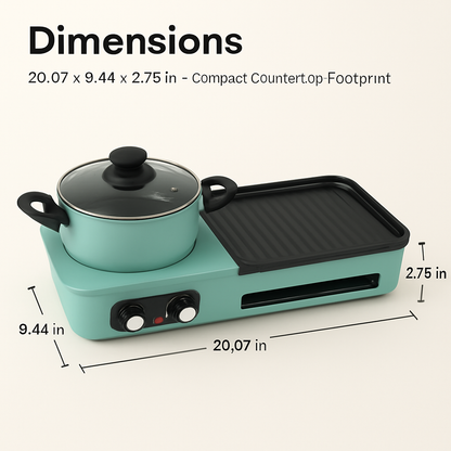 3-in-1 Electric Hot Pot with Grill for Family Meals