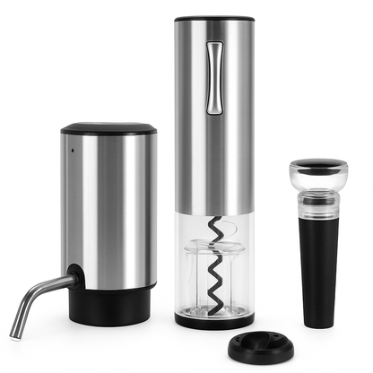Electric Wine Opener Set with Aerator, Foil Cutter & Stopper