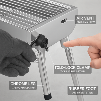 Foldable Charcoal BBQ Grill for Picnic and Camping