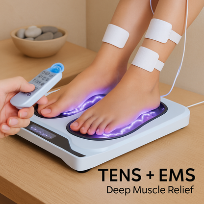 Rechargeable EMS Foot Massager for Neuropathy TENS Stimulator With 10Modes 50Intensities Remote Control For Muscle Relaxation Cramps Circulation Gift