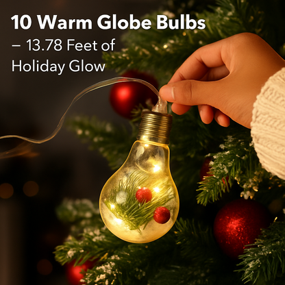 Christmas Snow Globe String Light with 10 LED Bulbs