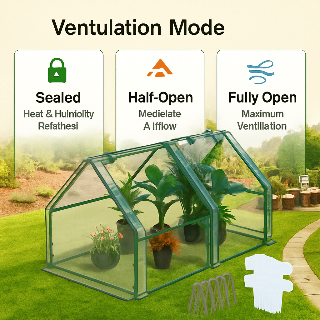 Portable Mini Greenhouse With Roll-Up Zipper Doors