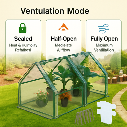 Portable Mini Greenhouse With Roll-Up Zipper Doors