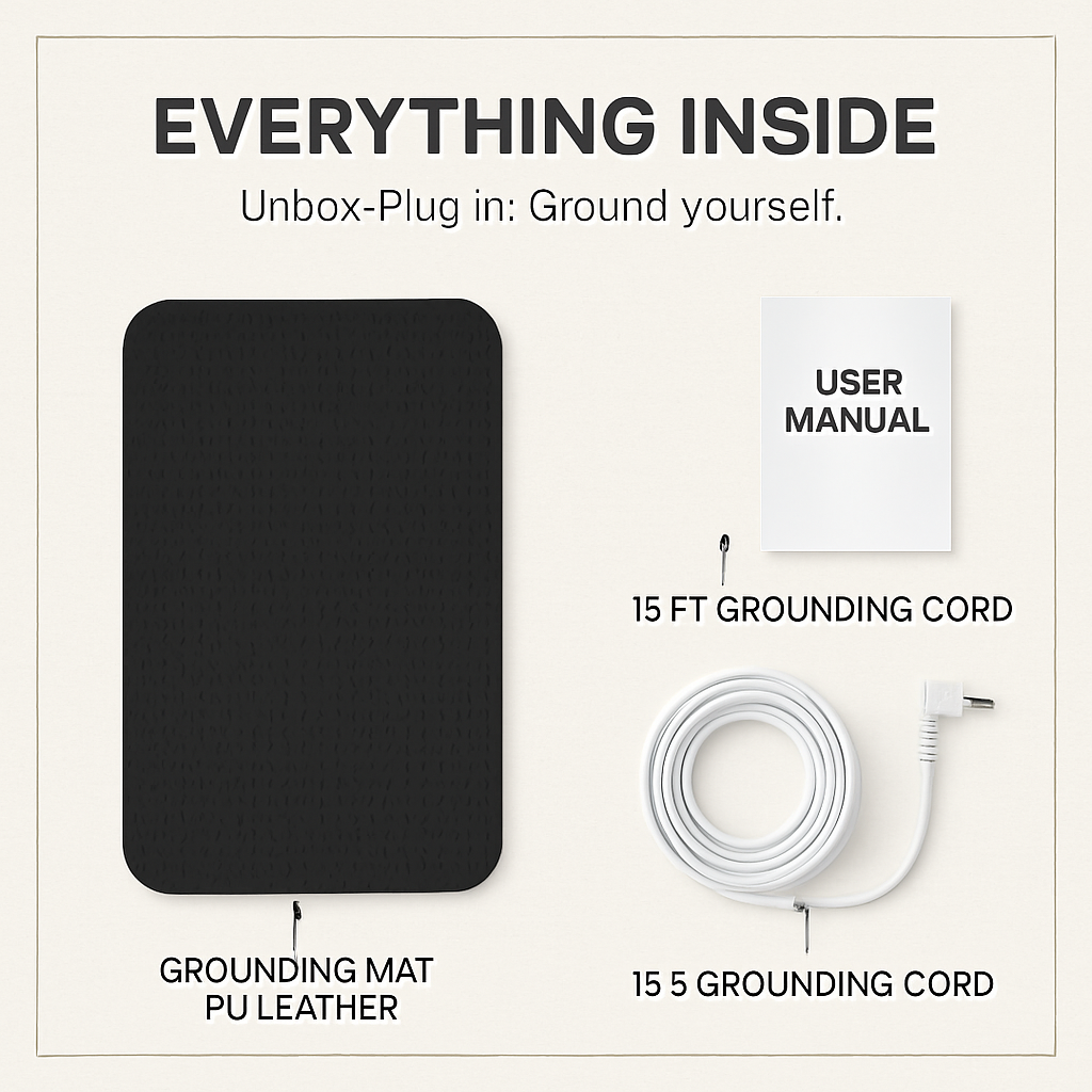 Grounding Mat for Bed with 15ft Cord – Sleep & Pain Relief