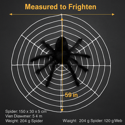 Giant Halloween Spider Decoration with Web