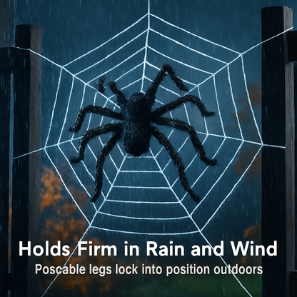 Giant Halloween Spider Decoration with Web