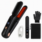 2 In 1 Ceramic Hair Straightener Flat Iron Cordless Hair Straightener Brush Hair Portable Styling Iron with Carry Bag Anti-scald Gloves 2 Hairpins