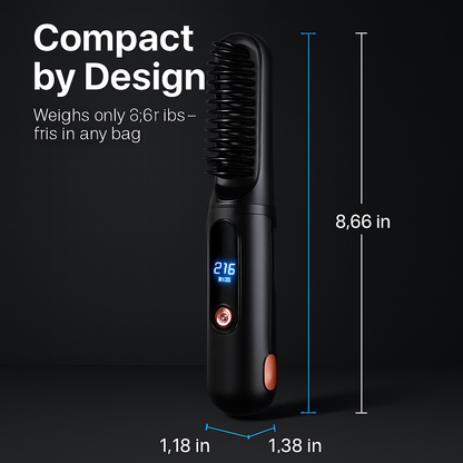 2 In 1 Ceramic Hair Straightener Flat Iron Cordless Hair Straightener Brush Hair Portable Styling Iron with Carry Bag Anti-scald Gloves 2 Hairpins
