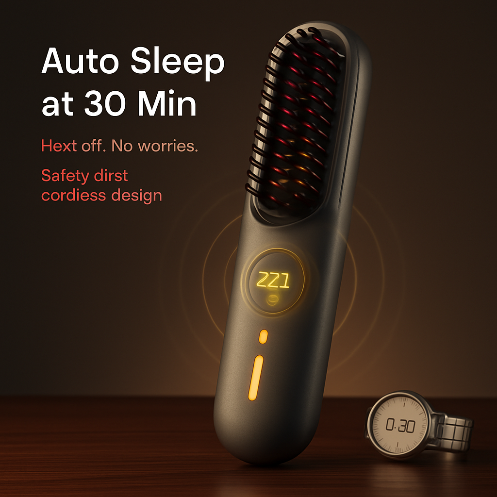 Cordless Hair Straightener Brush with Negative Ions