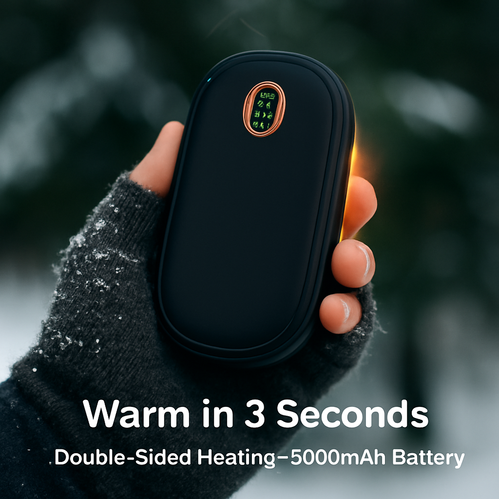 Rechargeable Hand Warmer Electric Hand Heater Portable Reusable Pocket Warmer Power Bank with Digital Display 2 Levels Double-sided Heating