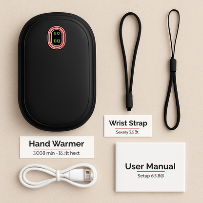 Rechargeable Hand Warmer Electric Hand Heater Portable Reusable Pocket Warmer Power Bank with Digital Display 2 Levels Double-sided Heating