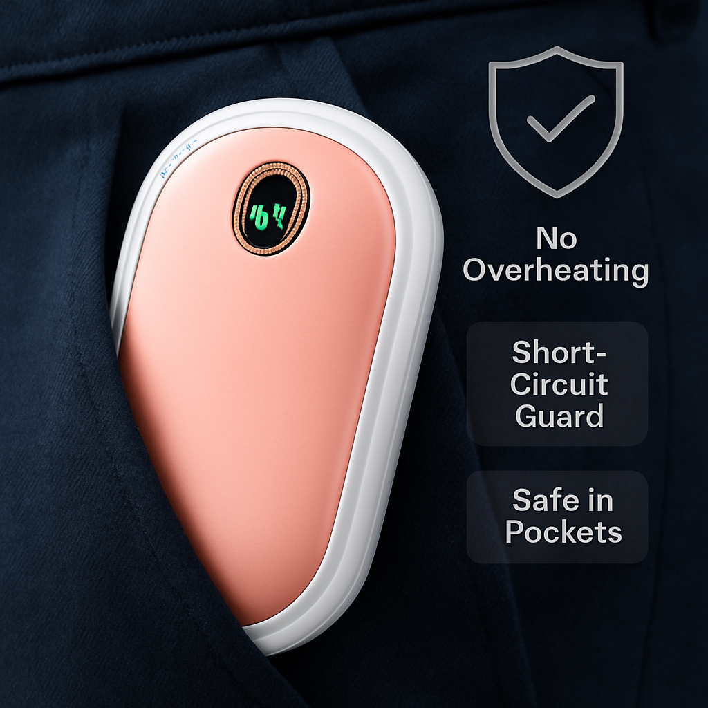 Rechargeable Hand Warmer Electric Hand Heater Portable Reusable Pocket Warmer Power Bank with Digital Display 2 Levels Double-sided Heating