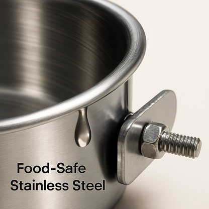 Dog Bowl with Clamp Holder for Cages and Enclosures