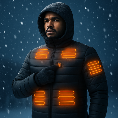 Heated Jacket - Lightweight Hooded Coat for Winter Warmth