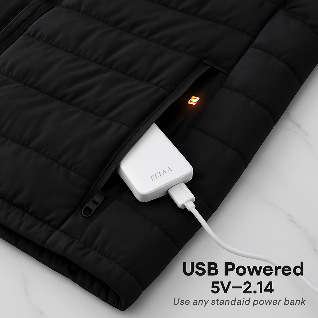 Heated Jacket - Lightweight Hooded Coat for Winter Warmth