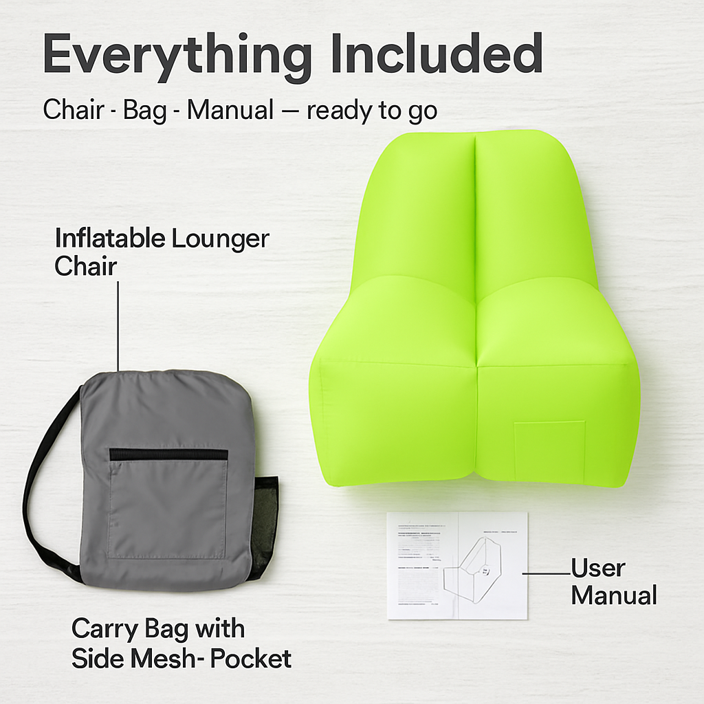 Inflatable Lounger Air Sofa Chair Couch w/ Portable Organizing Bag Waterproof Anti-Leaking for Backyard Lakeside Beach Traveling Camping Picnics