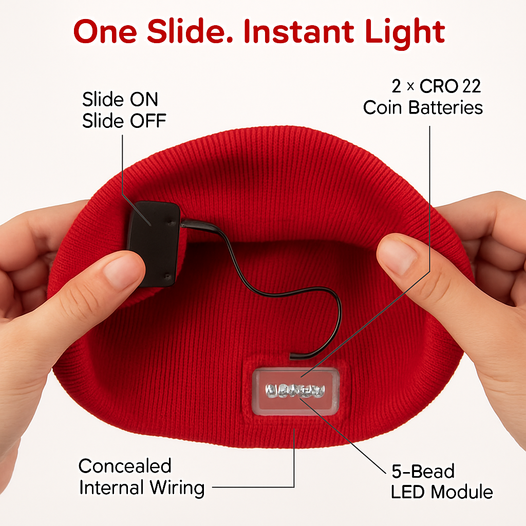 Unisex 5 LED Knitted Beanie Winter Warm Hat Camping Jogging Running Cap Headlamp
