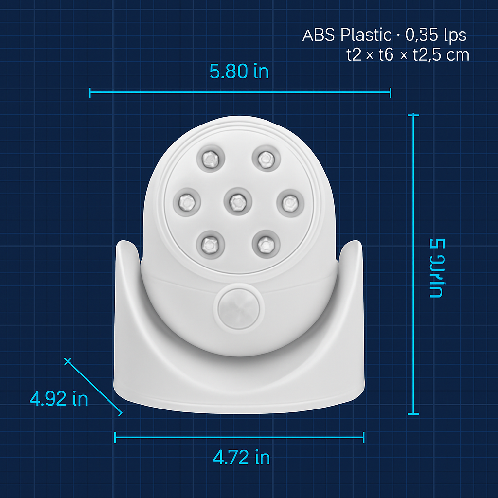 Wireless LED Spotlight 90 ° Motion Sensor Night Lamp 360°Rotate Cordless Stairs Lights Battery Operated w/23ft Sensing Range for Closet Bathroom
