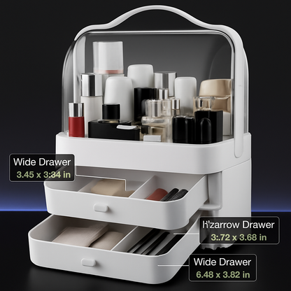 3-Tier Makeup Organizer with Drawers and Lid