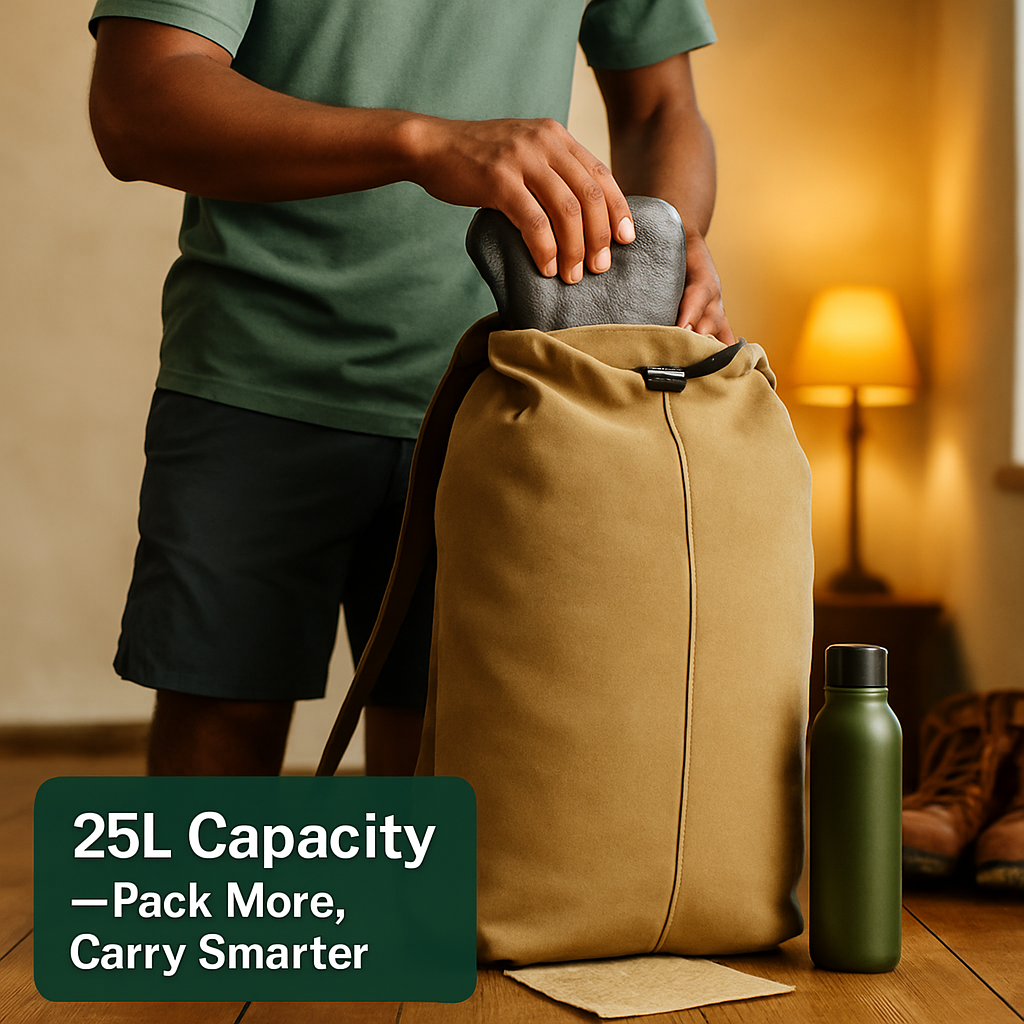 Canvas Backpack Outdoors 25L Travel Bag for Camping Trips