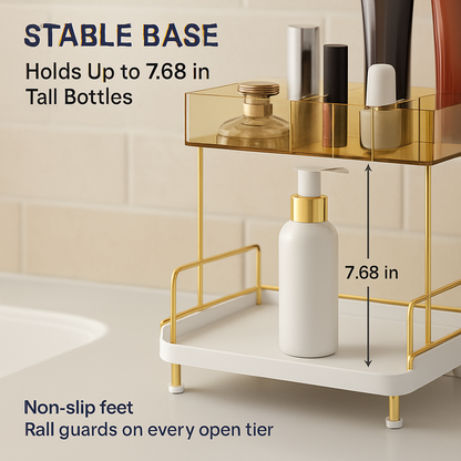 3-Tier Vanity Makeup Organizer with Drawer, Large Capacity