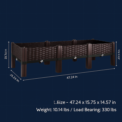 Outdoor Raised Garden Bed with Legs Elevated Planter Box with Self-watering System for Garden Patio Balcony Vegetables Flowers Herbs PP Plastic Box Ea