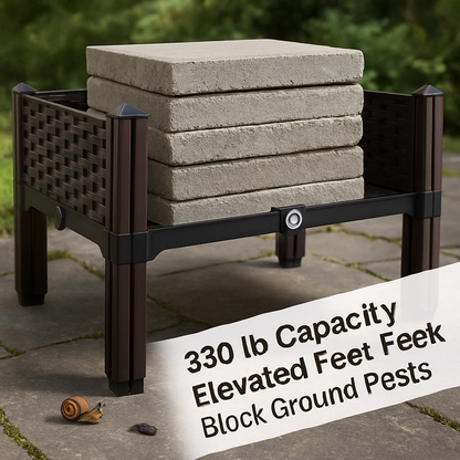 Outdoor Raised Garden Bed with Legs Elevated Planter Box with Self-watering System for Garden Patio Balcony Vegetables Flowers Herbs PP Plastic Box Ea