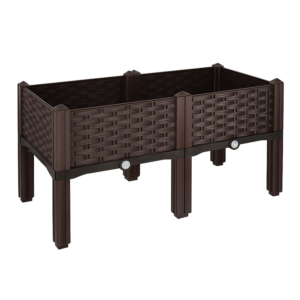 Outdoor Raised Garden Bed with Legs Elevated Planter Box with Self-watering System for Garden Patio Balcony Vegetables Flowers Herbs PP Plastic Box Ea