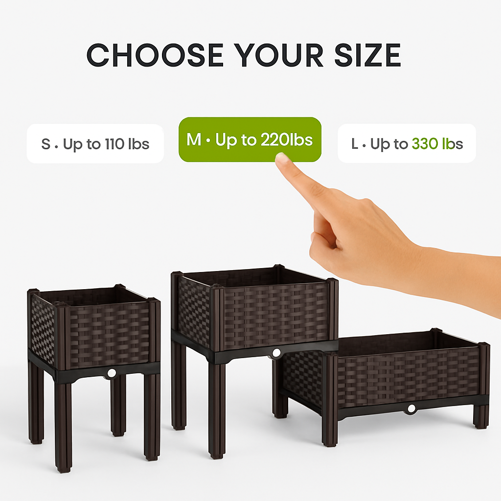Outdoor Raised Garden Bed with Legs Elevated Planter Box with Self-watering System for Garden Patio Balcony Vegetables Flowers Herbs PP Plastic Box Ea